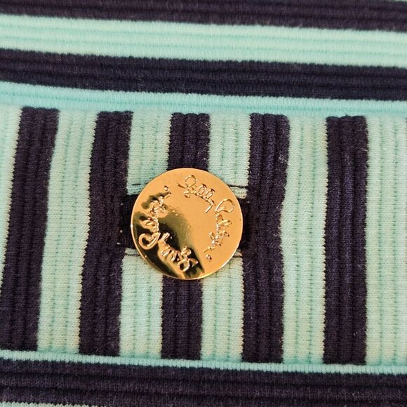 Lilly Pulitzer Charlene Striped Shift Dress Medium Blue Green Stretch - Picture 5 of 12